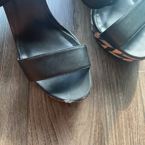 Minelli Leather and Cork Wedge Heels, Size 41 - Picture 3 of 3